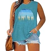 Plus Size Tops for Women Sleeveless Summer Tank Top Loose Fit Casual Tunics Shirts