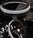 Carfond PU Leather Crystal Steering Wheel Cover, with Bling Bling Rhinestones 15 inch Black/siilver