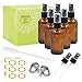 Pack of 6, 2 oz Amber Glass Bottles with Black Fine Mist Sprayers by Mavogel, Including 2 Extra Black Fine Mist Sprayers, 2 Stainless Steel Mini Funnel, 1 Transfer Pipettes, 12 Bottle Labels