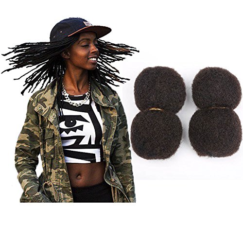 Tight Afro Kinky Human Hair bulk for dreadlocks or Twist Braids,2 pieces per Bundles,1 oz each one, Off Black #1B 8inch (Best Human Hair For Dread Extensions)