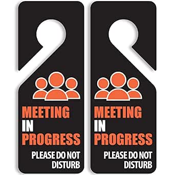Meeting in Progress, Do Not Disturb Door Hanger Sign : Amazon.in: Home ...