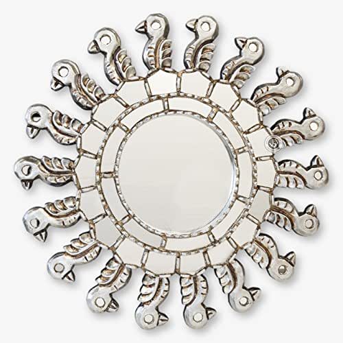 Silver Sunburst Wall Mirror 17.7", Handmade Mirror wall