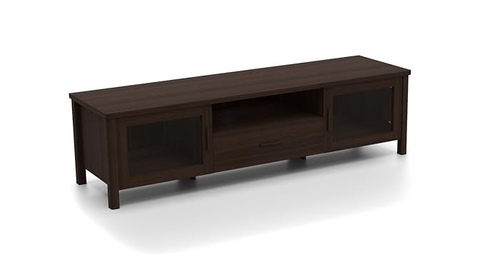Urban Ladder Norland Glass 63 TV Unit (Dark Walnut Finish)