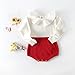Pinleck Baby Girls Sweet Knitted Fleece Romper Long Sleeve Ruffle Jumpsuit Sweater Dress (Red, 73/3-6 Months)