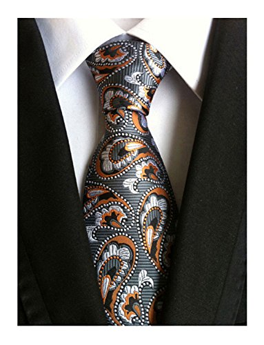Wehug Men's Classic Paisley Tie Silk Woven Necktie Jacquard Neck Ties For Men Brown LG0024