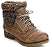 Refresh WYNNE-01 Women's combat style lace up ankle bootie, Taupe (8)