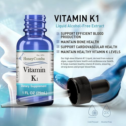 Vitamin K1 Liquid Drops - Made in USA - Natural High Potency Phylloquinone for Men, Women, Children, & Newborns Great for Dark Undereye Circles - Bulk Sizes Also Available