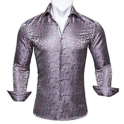 Barry.Wang Men Shirts,Paisley Flower Woven Silk