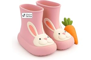 Slipolini Toddler Rain Boots – Premium Kids Rain Boots for Boys & Girls with Non-Slip Soles – Children's EVA Outdoor Shoes - Pink Bunny Paw Design