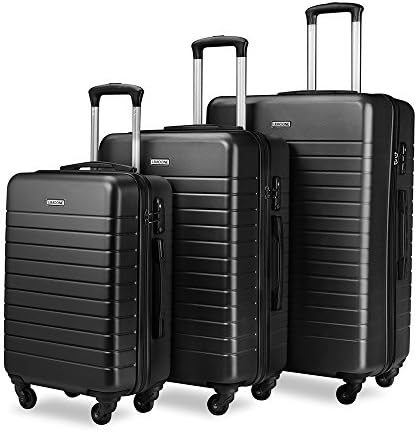 Luggage Sets Spinner Hard Shell Suitcase Lightweight Luggage - 3 Piece (20" 24" 28") - Galaxy (Bla)