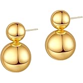Double Ball Earrings for Women Gold Filled Studs Earrings Round Ball Drop Earrings Fashion Brass Polished Bead Jewelry Gift