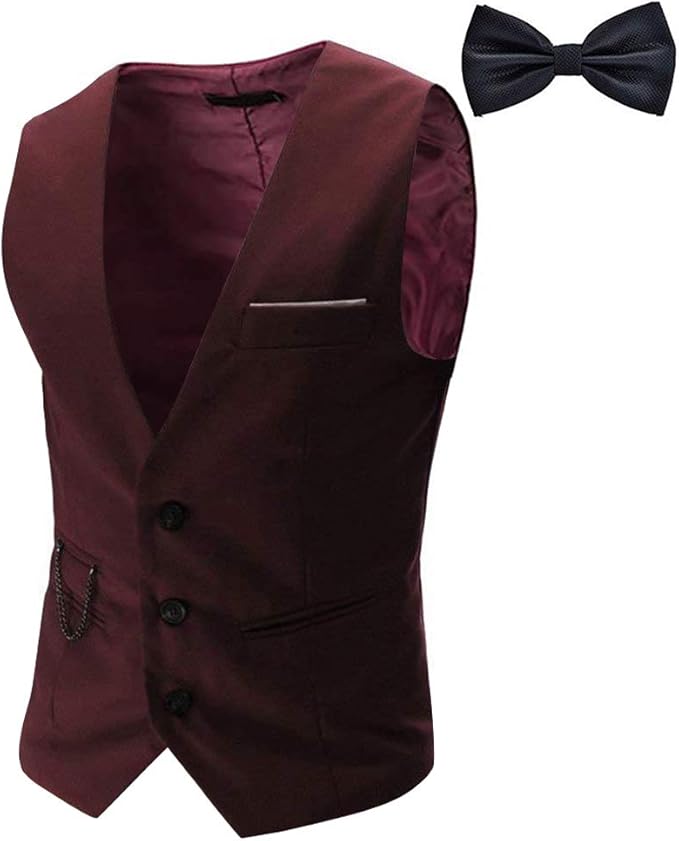 Yaodgfa Herren Weste Anzug Fliege Smoking Sakko Anzugweste Herrenweste Herrenanzug Slim Fit Hochzeit Feierlich Elegant Amazon De Bekleidung
