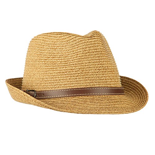 UPF 50+ Tweed Braid Paper Fedora - Tan OSFM - Thumbnail 4