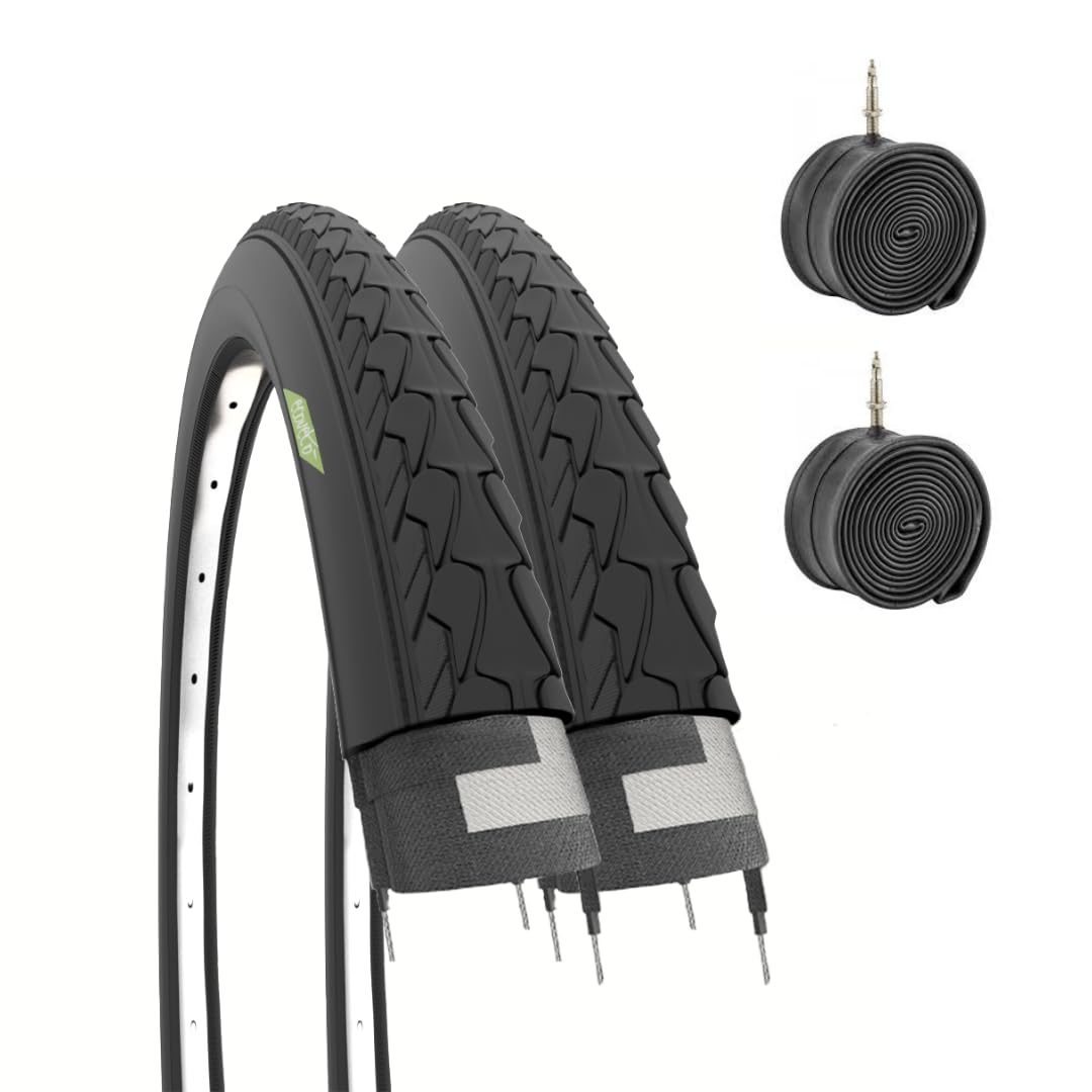 Ecovelo Pair of 2 Gravel Tyres 700 x 35c + Folding Inner Tubes Adult Bike Trekking Bike Cyclocross Off-Road