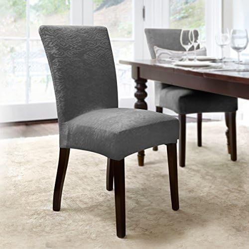 Coverworks DAHL1830SLAT4 Dahlia Stretch Dining Chair Slipcover in Slate 4 Pack,Slate,Parson's Chair
