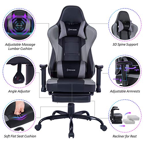 VON RACER Massage Gaming Chair High Back Racing PC Computer Desk