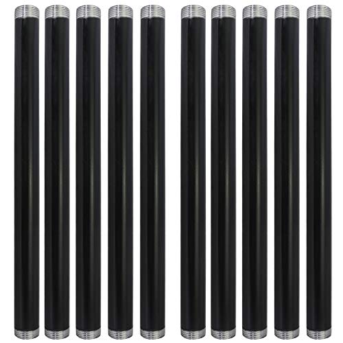 Yuanshikj 10Pc 12" Pipe 3/4" Nipple Iron Threaded Pipe Fitting Industrial Black Steampunk Vintage Retro Decor Furniture DIY Wall Plumbing Cast Pipe Fitting (Black 10Pc 12" Pipe Nipple)