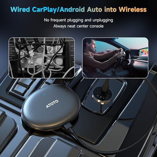 Magic AI Box Android Auto CarPlay, Wireless CarPlay Adapter, with Dual WiFi Stability, Bluetooth Lock, DriveChat Compatible with Youtube/Netflix (AD5)