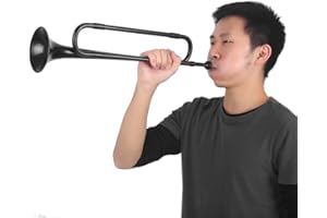 Dilwe Trumpet Instrument Bugle Trumpet, B Flat Plastic Bugle Cavalry Trumpet with Mouthpiece for Children School Student Band, Trumpet Set for Beginner and Students(Black)