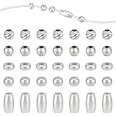 WADORN 5 Styles 925 Sterling Silver Beads, 60Pcs Flat Round Rondelle Bracelet Spacer Beads Silver Loose Beads Beading Supplies for DIY Crafts Ring Necklace Earring Bracelets Jewelry Making