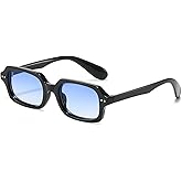 PORADAY Retro Rectangular Sunglasses for Women Men Vintage Small Square Frame Sun Glasses 90'S Style Trendy Narrow