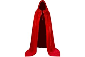 HOMELEX Black Witch Velvet Cloak Halloween Hooded Cape Queen King Robe Outfit Renaissance Medieval Costume