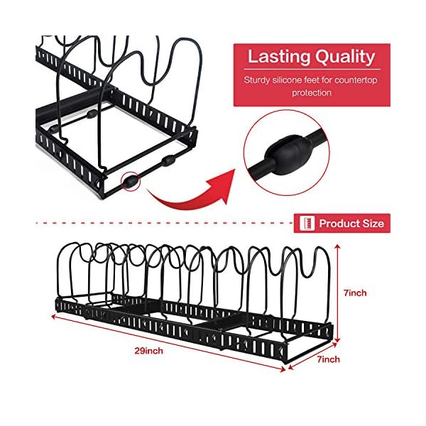 Xcosrack 11 Dividers Pot Pan Lid Rack Bakeware Cupboard Organizer