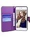 FLYEE Case Compatible with iPhone 6 Plus(2014)/iPhone 6s Plus (2015) 5.5 inch,Wallet Case for Women and Girls with Card Holder, Premium Leather[Embossed Flowers] Protective with Wrist Strap-Purple
