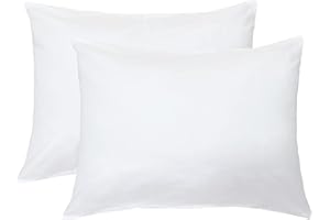 iMaylex Soft 100% Egyptian Cotton Zipper Pillow Case, Cozy and Lightweight Pillowcase, Set of 2, White, Standard, 20" x 26"
