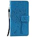 LG G3 Case,Best Share Embossing Fashion Floral Countryside Pattern PU Leather Flip Stand Case Wallet Design Card Slot Kickstand Feature with Hand Strap Cover for LG G3 VS985 D850 D851 4G LT,Blue