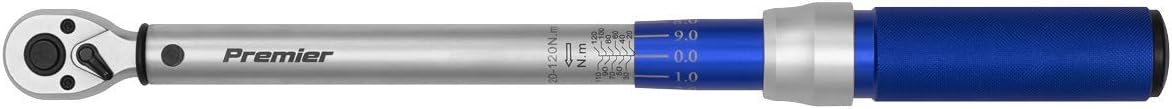 Sealey 3/8"Sq Drive Torque Wrench Micrometer Style 20-120Nm - Calibrated - STW903, Chrome - Image 3