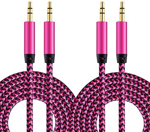 Aux Cable, CableLovers 2 Pack 5FT Nylon Braided Cord Hi-Fi Sound Quality Audio Cable 3.5MM Male to Male Auxiliary Audio Cord for Car Stereos, iPhone, iPad, Beats Solo 2 3 Headphones, Samsung Galaxy