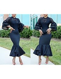 Verwin - Vestido de cóctel con mangas acampanadas para mujer