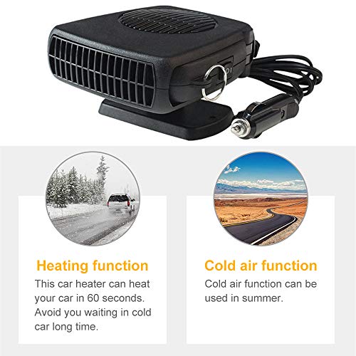 Car Heater - Portable Car Defrost Defogger 12V Auto Electronic Heater Fan Fast, 2 in 1 Heating/Cooling Function 3-Outlet, Plug Adjustable Thermostat in Cigarette Lighter Heater - Thumbnail 6