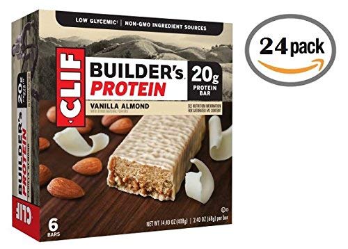Clif Builder’s Bar, 20 Grams of Protein, 2.4 Oz (Vanilla Almond, 24 Count)