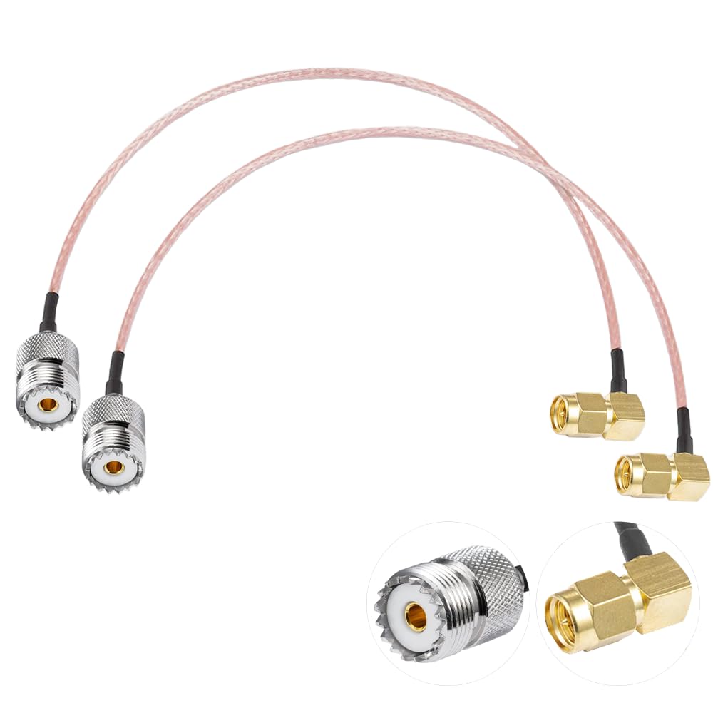 Vecys 2PCS SO239 to SMA Pigtail SMA Male Right Angle to UHF Female SO-239 RF Coaxial Coax Cable RG316 12"/30CM for Walkie Talkie CB Radio Handheld Radio Antenna