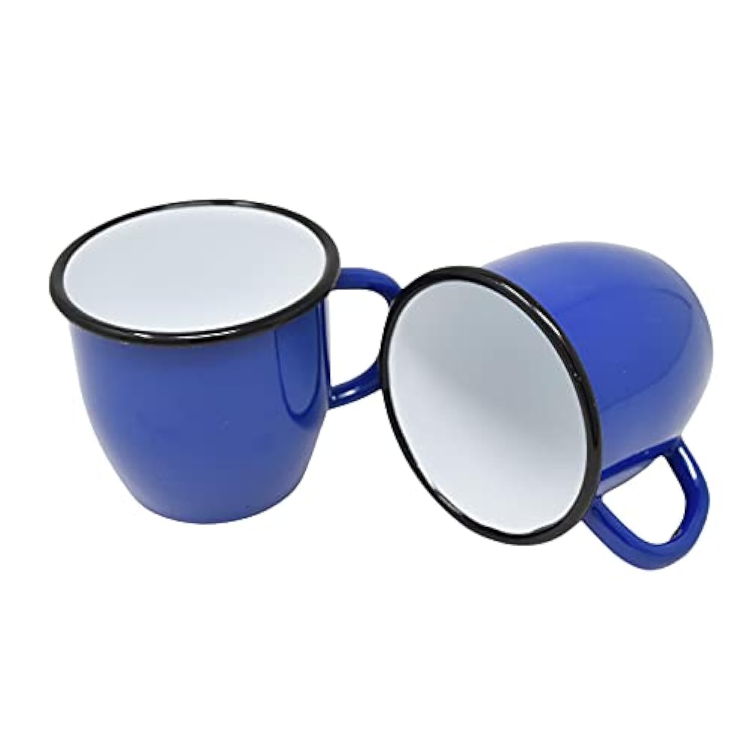 2 x Blue Metal Enamel Cone Mugs 250ml