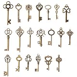 SL crafts Mixed Set of 20 Skeleton Keys Antiqued Brass Bronze Charms Pendants Wedding favor 38mm-68mm