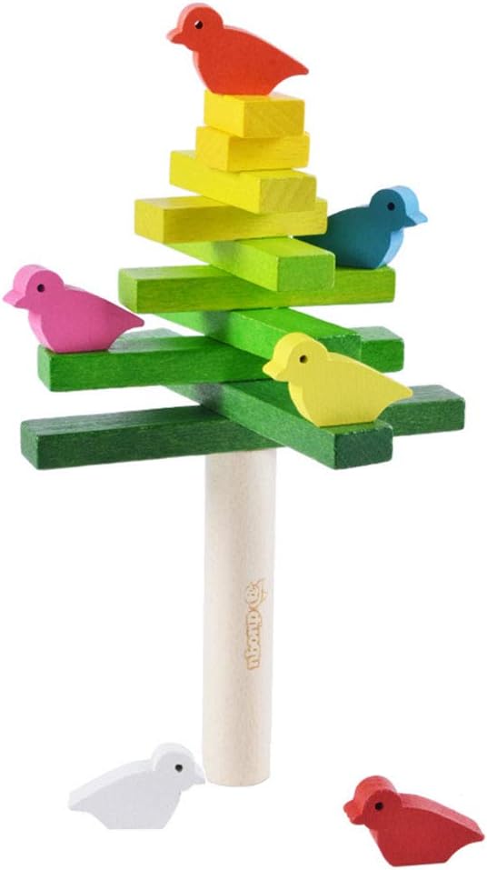 Tonpot Kids Skill Builders Birds Shape Building Stacked Blocks High Stacking Wooden Activity Brain Toys Early Education 1 year old Baby size 16.5 * 12.5 * 3cm (Colourful)