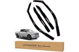 LETINGFAR in-Channel Rain Guards for Dodge RAM 1500 2009-2018 Crew Cab, Side Window Deflectors, Window Visors for Dodge RAM 1500,for RAM Car Accessories