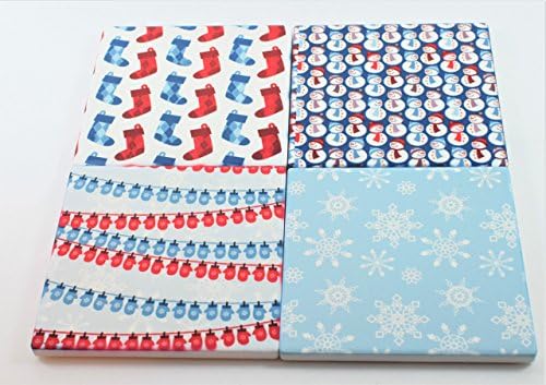 Winter Christmas Absorbent Sandstone Handmade Coasters (Set of 4)