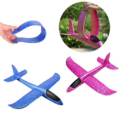LOFEE Gift for 3 4 5 Year Old Boy-Girl, Throwing Airplane Toy for Boy 6 7 8 Year Old Birthday Present for Boy Age 5 6 7 8-2 Pack Red & Bule - Thumbnail 4