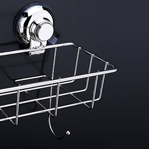 MOVEmen Strong Suction Cup Rack with Hook Kitchen Shower Caddy Suction Polished Stainless Steel Sucker Scrubby Holder Hook Up Shampoo Makeup Tableware Storage Rack Towel Rack Drain Rack - Thumbnail 5