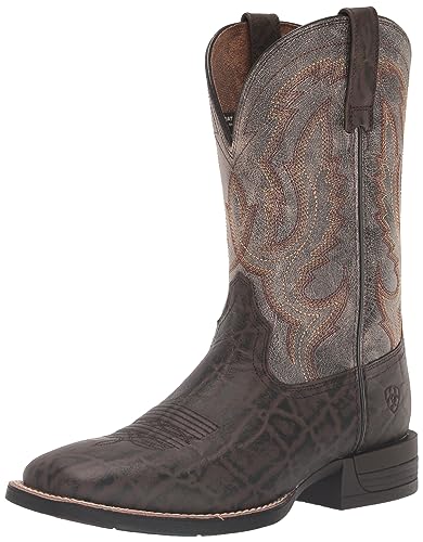 ARIAT Men’s Steadfast Western Boot – Chocolate Elephant Print/Crinkled Grey, 7 Wide