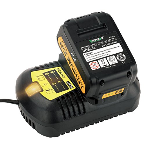 Biswaye DCB112 DCB115 20V Max Charger Charges All DCB201 DCB204 DCB606 DCB609 DCB207 DCB206 DCB203 DCB200 DCB120 DCB127 12V Max, 20V Max and 60V Max Li-Ion Cordless Tool Battery Packs