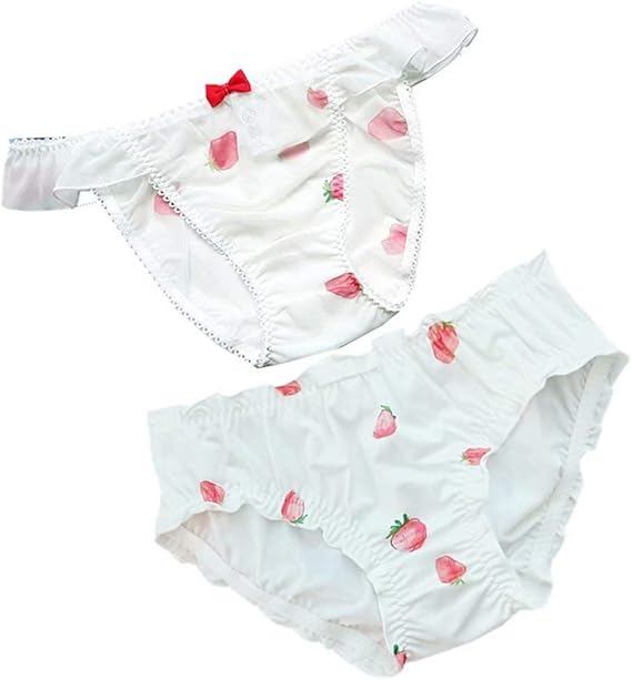 Amazon Co Jp アビコ Abico レディース ショーツ レギュラーショーツ 可愛い いちごプリント 少女感 パンティ パンツ 柔らか 2枚セット 下着 服 ファッション小物