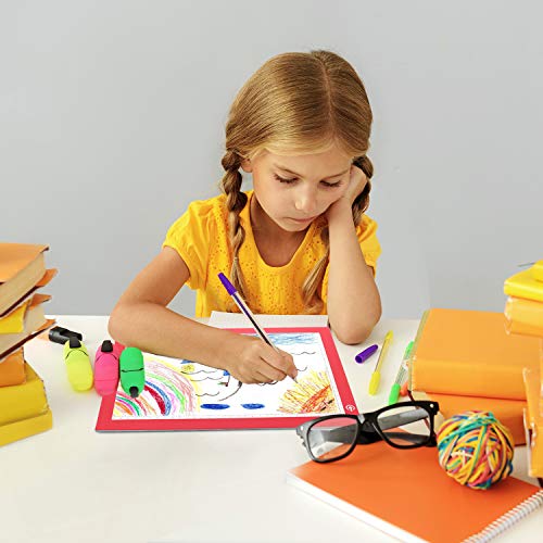 A4 Dimmable Brightness LED Artcraft Light Box Tracer Slim Light Pad Portable Tablet, ME456 USB Power Cable Copy Drawing Board Tracing Table for Artists Designing, Animation, Sketching (Red)