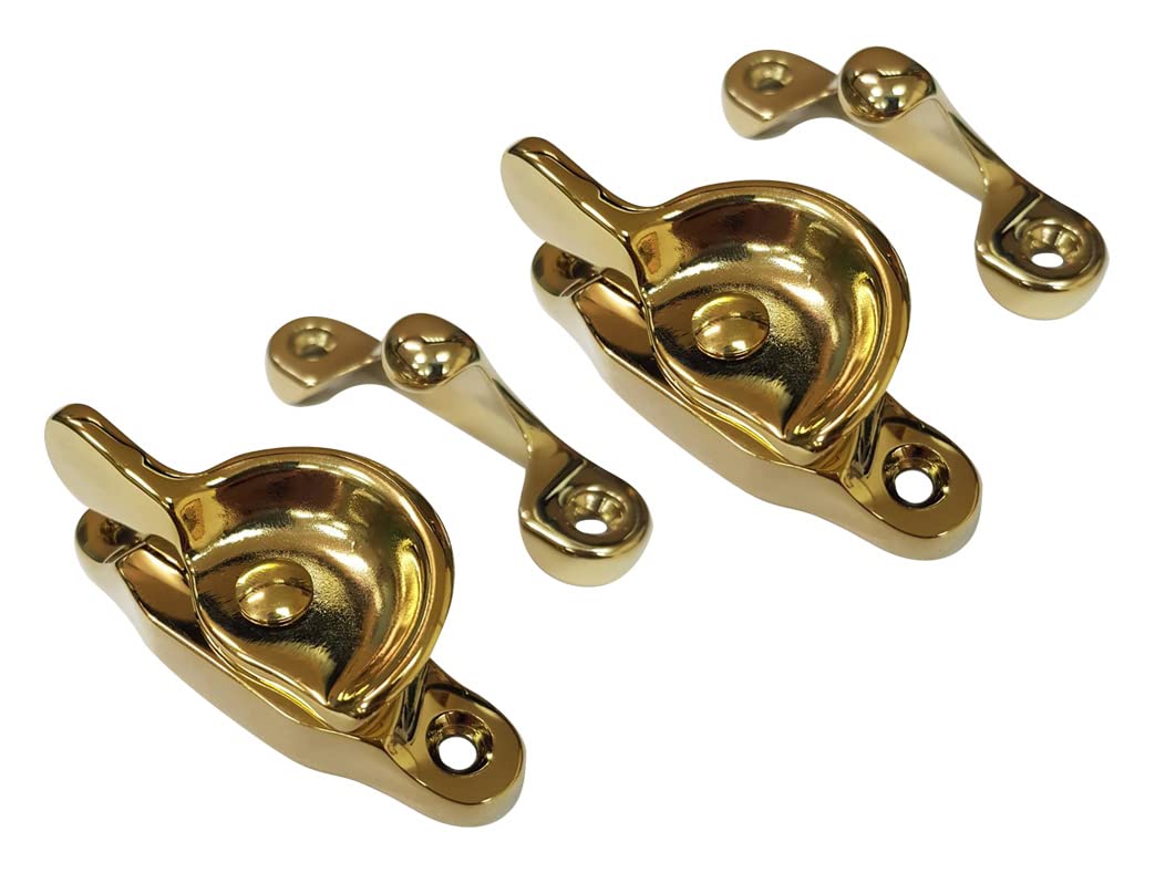QCAA Forged Brass Sash Lock in Solid Brass, CTC 2", Bright Brass US3, 2 Pack — image 1