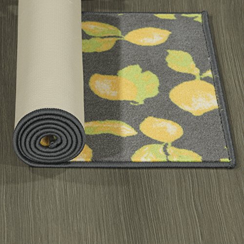 Ottomanson Lemon Collection Contemporary Grey Lemons Design Runner Rug