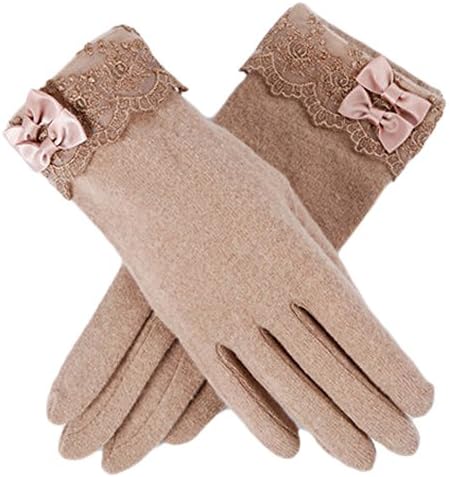 X Shop Women's Winter Gear Lace Wool Gloves Floret Touchscreen Gloves [Camel]